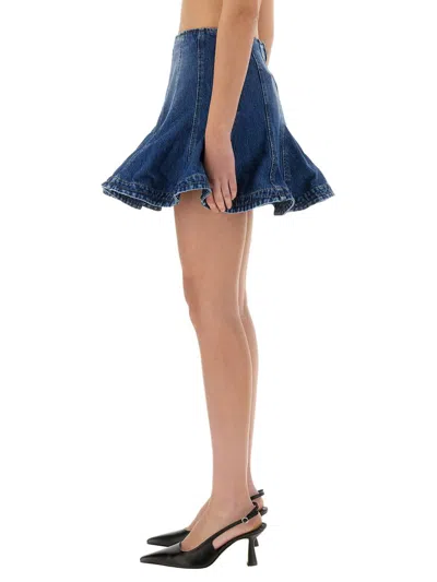Msgm Denim Mini Skirt In Blue
