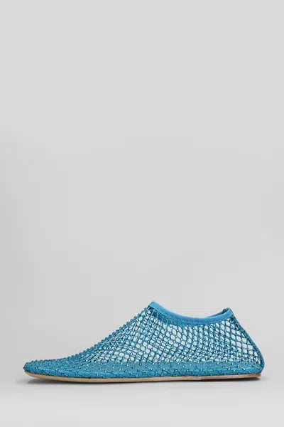 Christopher Esber Minette Flat Ballet Flats In Cyan Nylon And Leather In Blue