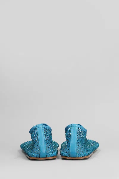 Christopher Esber Minette Flat Ballet Flats In Cyan Nylon And Leather In Blue