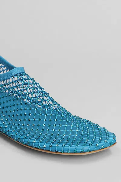 Christopher Esber Minette Flat Ballet Flats In Cyan Nylon And Leather In Blue