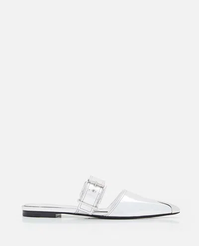 Alexander Mcqueen Mirror Pointed Open Back Sandals In Metallic