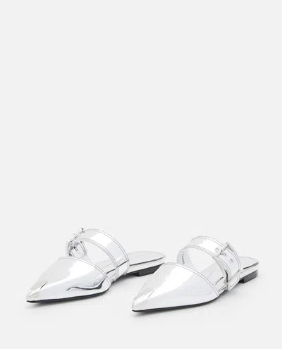 Alexander Mcqueen Mirror Pointed Open Back Sandals In Metallic