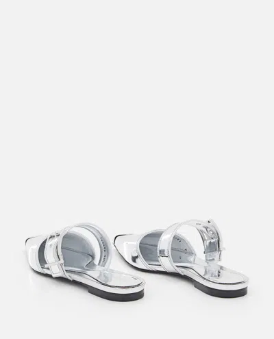 Alexander Mcqueen Mirror Pointed Open Back Sandals In Metallic
