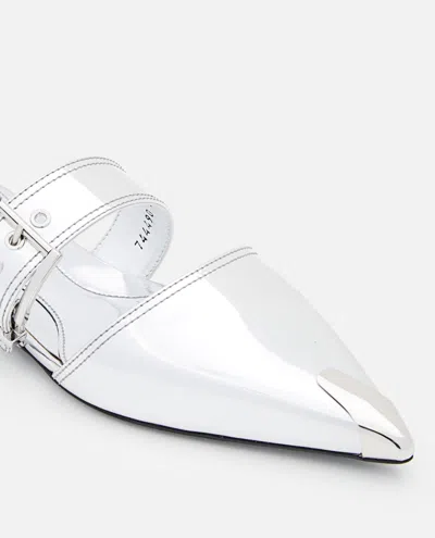 Alexander Mcqueen Mirror Pointed Open Back Sandals In Metallic