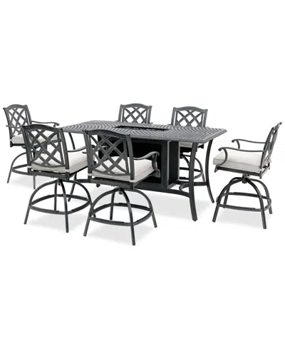 Agio Wythburn 7-pc. Outdoor Bar Height Fire Pit Chat Set, Created For Macys