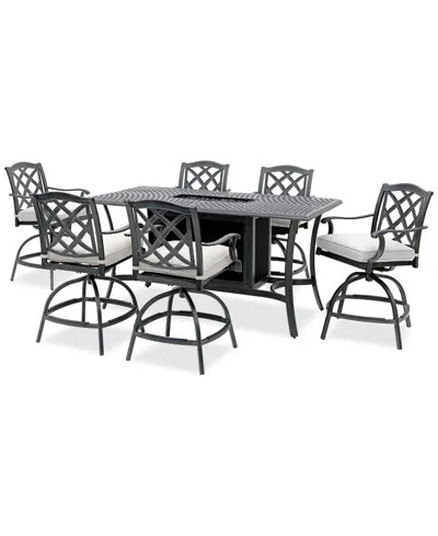 Agio Wythburn 7-pc. Outdoor Bar Height Fire Pit Chat Set, Created For Macys