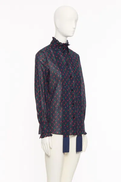 Valentino Cherryfic Bow-detail Cotton Muslin Shirt In Brown