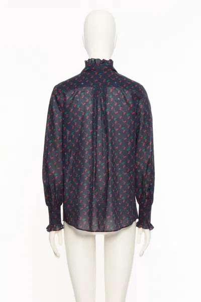 Valentino Cherryfic Bow-detail Cotton Muslin Shirt In Brown