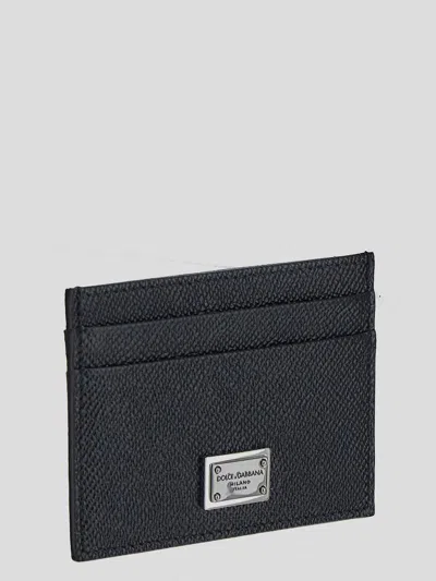 Dolce & Gabbana Black Textured Calf Leather Bi-fold Wallet