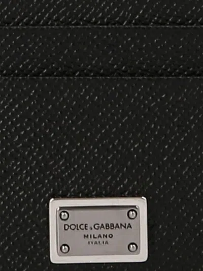 Dolce & Gabbana Black Textured Calf Leather Bi-fold Wallet