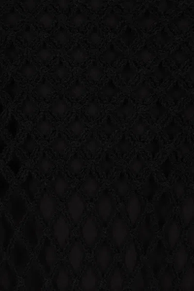 Pinko Black Long Skirt With Perforated Design And Floral Motif In Viscose Blend Woman In Black