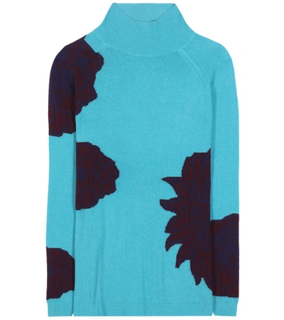 Etro Wool And Cashmere Turtleneck Sweater In Turquoise
