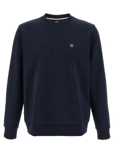 Hugo Boss Mens Boss Branded Crewneck Cotton-blend Sweatshirt