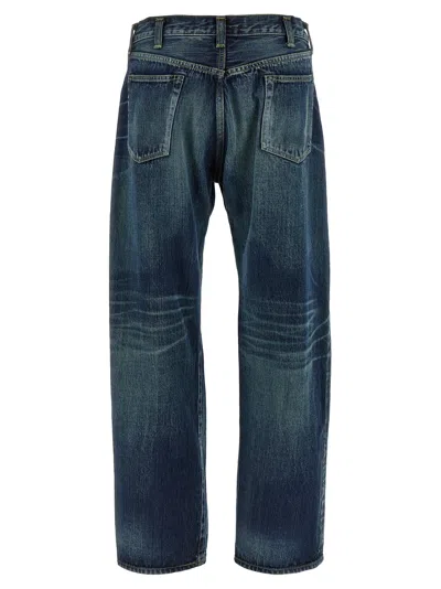 Junya Watanabe Stonewashed Denim Jeans With Textured Finish In Blue