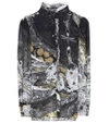 ROBERTO CAVALLI RUFFLED FLORAL-PRINTED SILK BLOUSE,P00204179