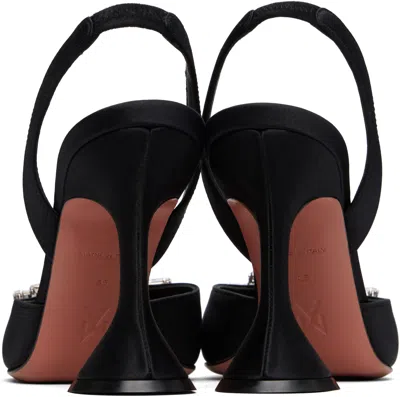 Amina Muaddi Womens Black Rosie Crystal-embellished Leather Sling-back Courts