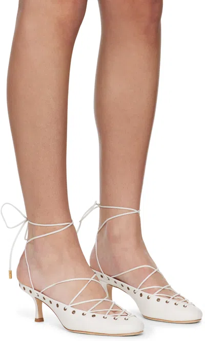 Chloé Chloe Ghilies Tie-up Leather Sandals In White