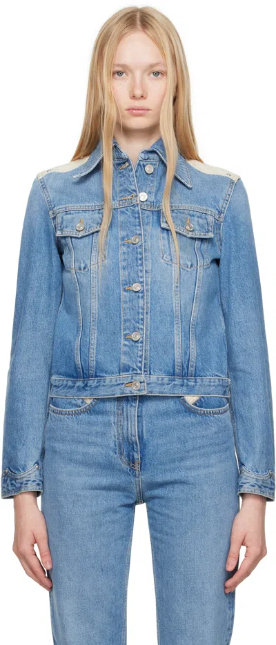 Givenchy Denim Jacket With Chest Pockets And Contrast Shoulder Panel In Blue