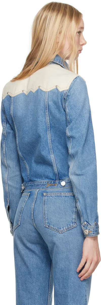 Givenchy Denim Jacket With Chest Pockets And Contrast Shoulder Panel In Blue