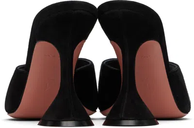 Amina Muaddi Black Calf Leather Bos Taurus Stiletto Heel Sandals