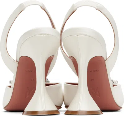 Amina Muaddi Begum Sling 70 Crystal Embellished White Leather Pumps