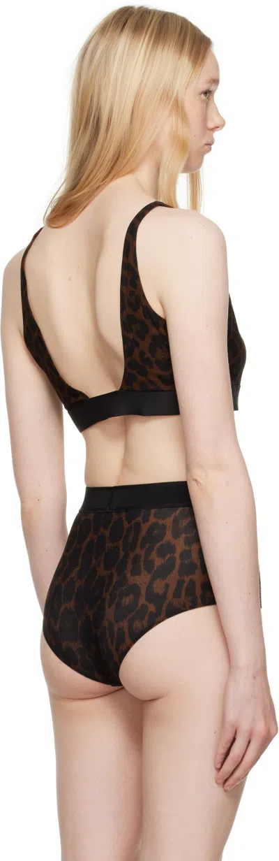 Tom Ford Reflected Leopard Printed Modal Signature Bralette In Brown