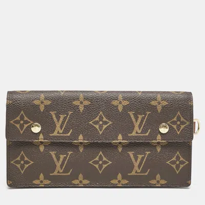 Pre-owned Louis Vuitton Monogram Canvas Portefeuille Accordeon Wallet In Brown
