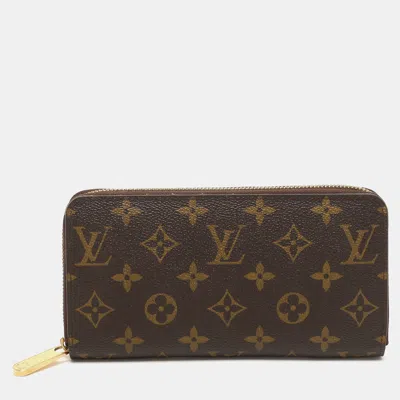 Pre-owned Louis Vuitton Monogram Canvas Zippy Wallet In Brown