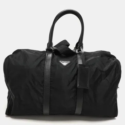 Pre-owned Prada Black Nylon And Leather Duffle Bag