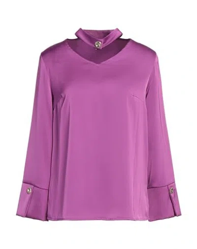 Clips More Woman Top Purple Size 8 Polyester In Purple
