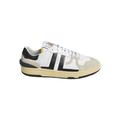 Lanvin Black And White Leather Clay Low Mesh Sneakers