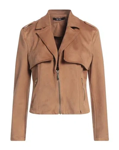 Siste's Woman Jacket Tan Size L Polyester, Elastane