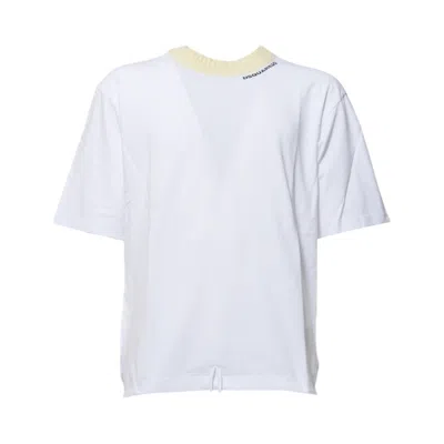 DSQUARED2 DRAWSTRING HEM T-SHIRT IN WHITE COTTON 