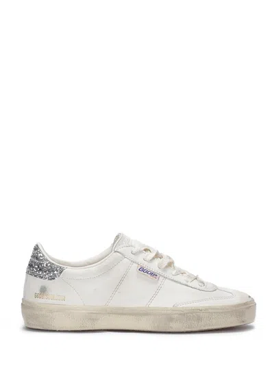 Golden Goose Soul Star Distressed Leather Sneakers With Glittered Heel Tab Shoes