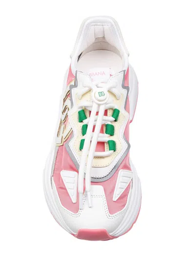 Dolce & Gabbana Daymaster Sneakers In Nylon And Leather Color White And Pink