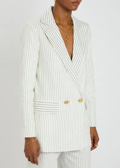 Alice And Olivia Arias Linen-blend Blazer In White