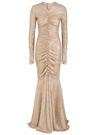Norma Kamali Long Sleeve Fishtail Gown In Pink