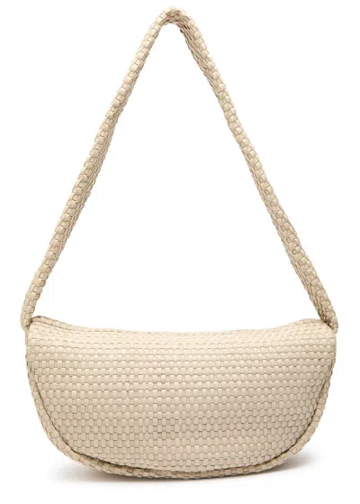 St Agni St. Agni Latice Weave Crescent Leather Shoulder Bag