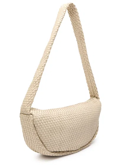 St Agni St. Agni Latice Weave Crescent Leather Shoulder Bag