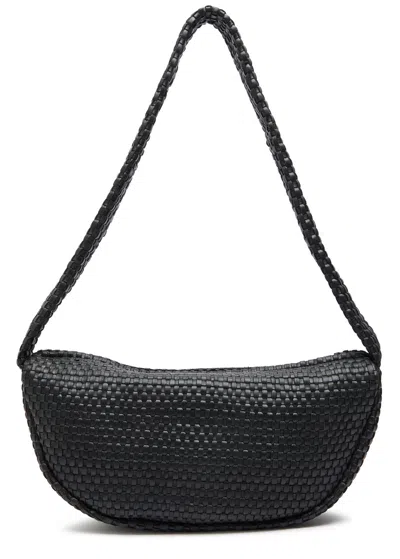 St Agni St. Agni Latice Weave Crescent Leather Shoulder Bag