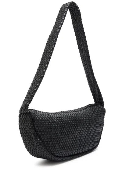 St Agni St. Agni Latice Weave Crescent Leather Shoulder Bag