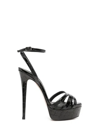 Le Silla Lola 140mm Embossed-crocodile Sandals