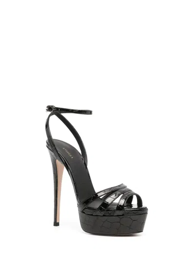 Le Silla Lola 140mm Embossed-crocodile Sandals