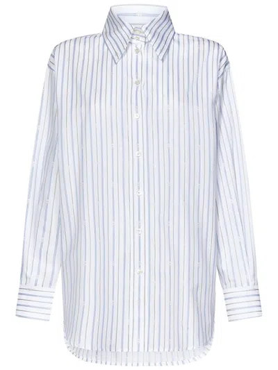 Alexander Mcqueen Stripe Skull Embroidered Button Down Shirt