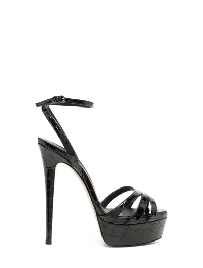 Le Silla Lola 140mm Embossed-crocodile Sandals