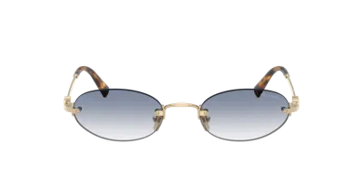 Miu Miu Logo Metal Oval Sunglasses In Gold