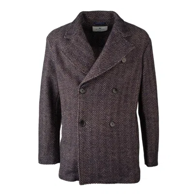 Etro Blue And Camel Peacot Jacket