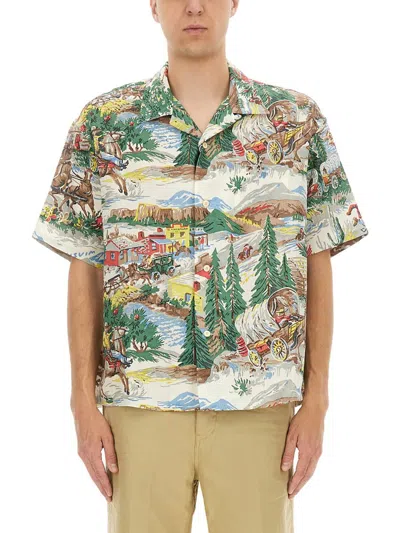 Visvim Crosby Convertible-collar Printed Silk Shirt In Multi