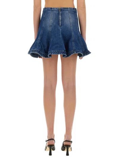 Msgm Flared High Waist Short Denim Skirt