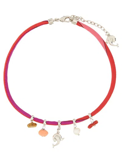 Pucci Silk Pendant Necklace With Gradient In Red